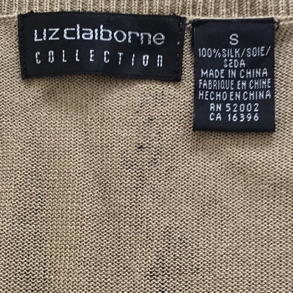 LIZ CLAIBORNE 100% Silk lightweight long sleeve cardigan - size S - Picture 2 of 3